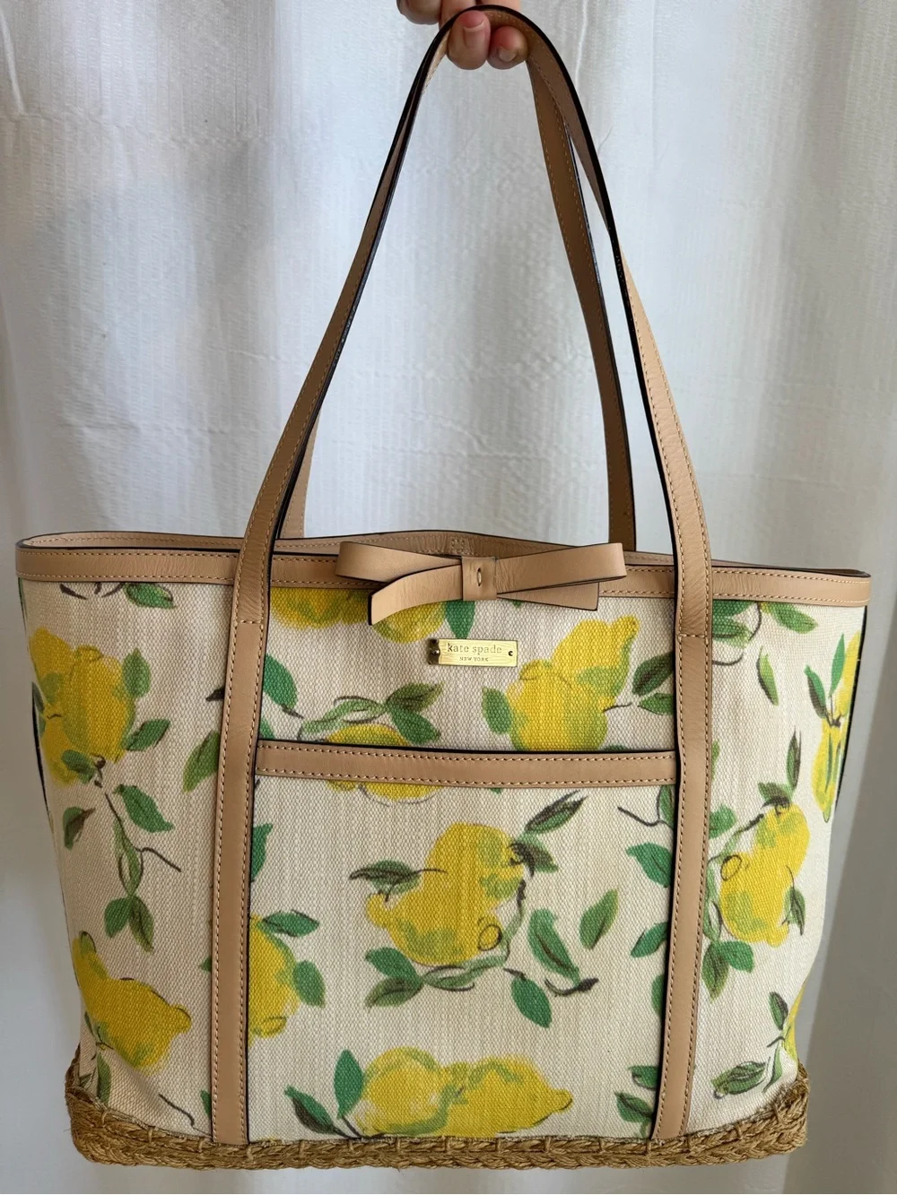 kate spade Espadrille Capri Painterly Canvas Lemon Print Tote - Picture 9 of 11